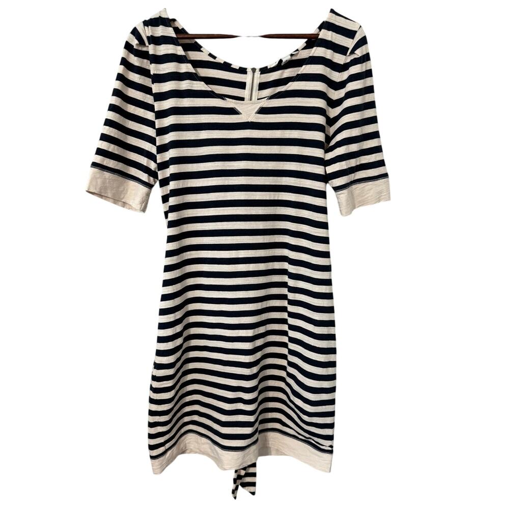 Banana Republic Blue and Cream Mini Dress with Cuffed Sleeves